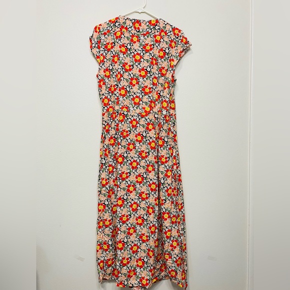New J.Crew Mercantile midi wrap dress Floral Multi Color Size M - Picture 4 of 8
